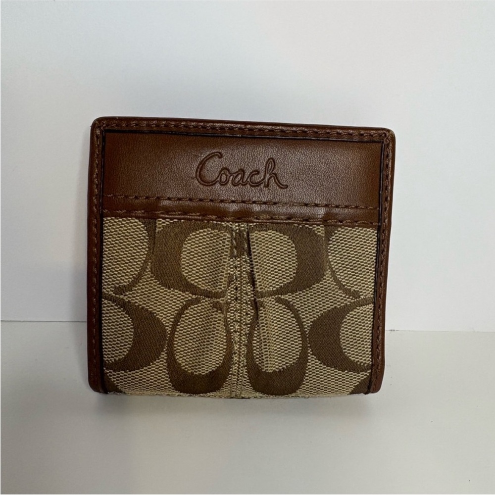 Coach Signature Brown and Tan Wallet